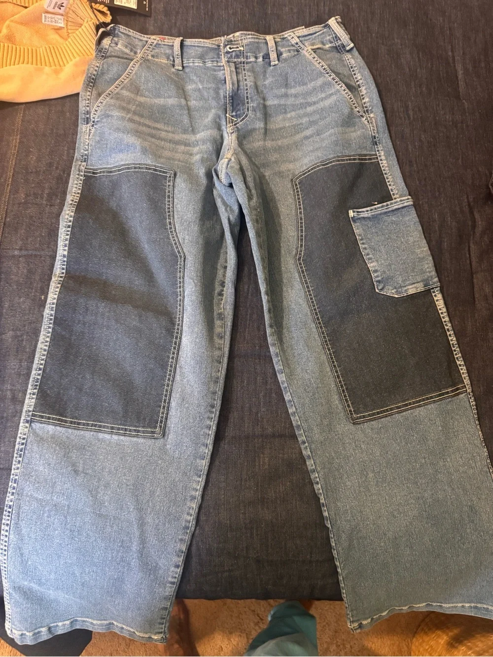 True Religion men Blue Denim Carpenter Jeans